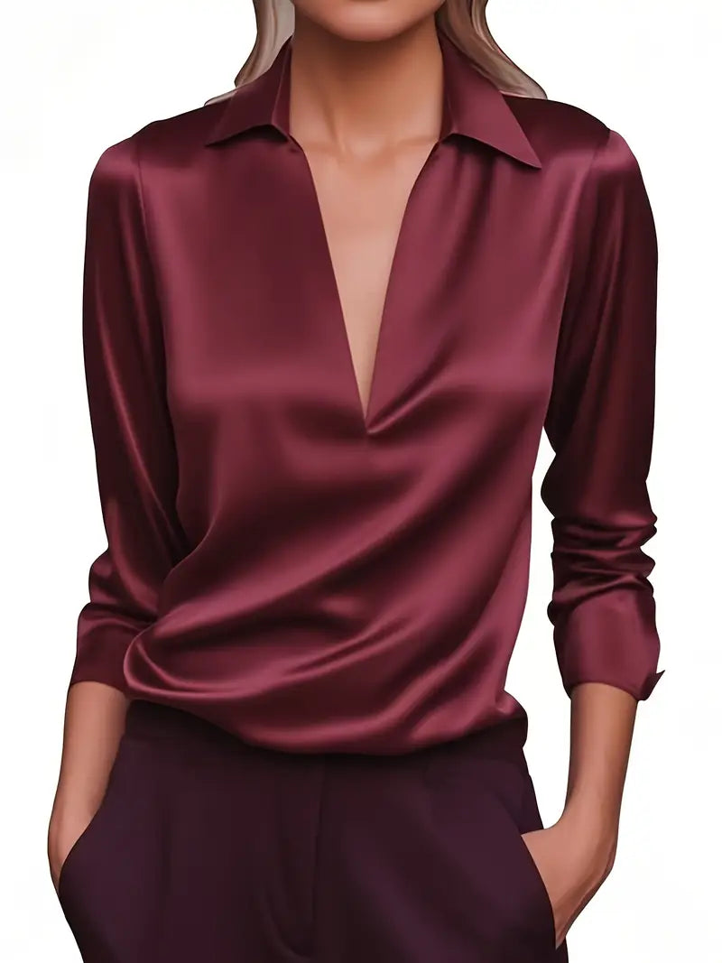 Eva™ | Luksus Satin V-Hals Bluse