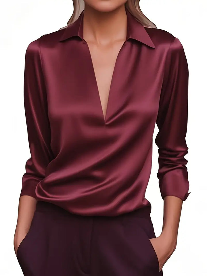 Eva™ | Luksus Satin V-Hals Bluse