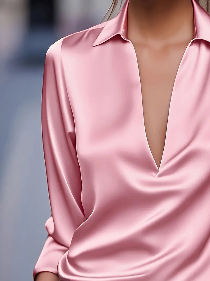 Eva™ | Luksus Satin V-Hals Bluse