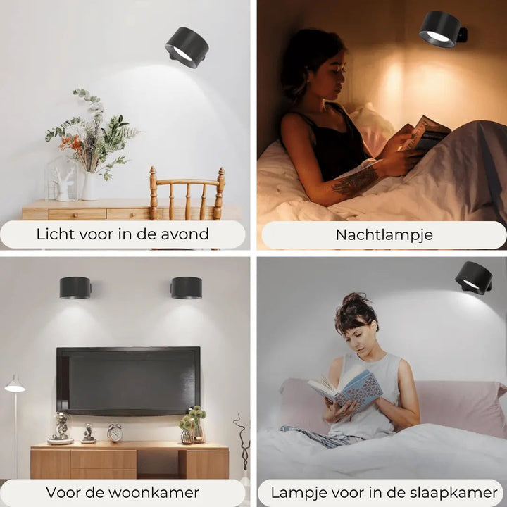 Genopladelig Trådløs Væglampe med 360° Svingfunktion
