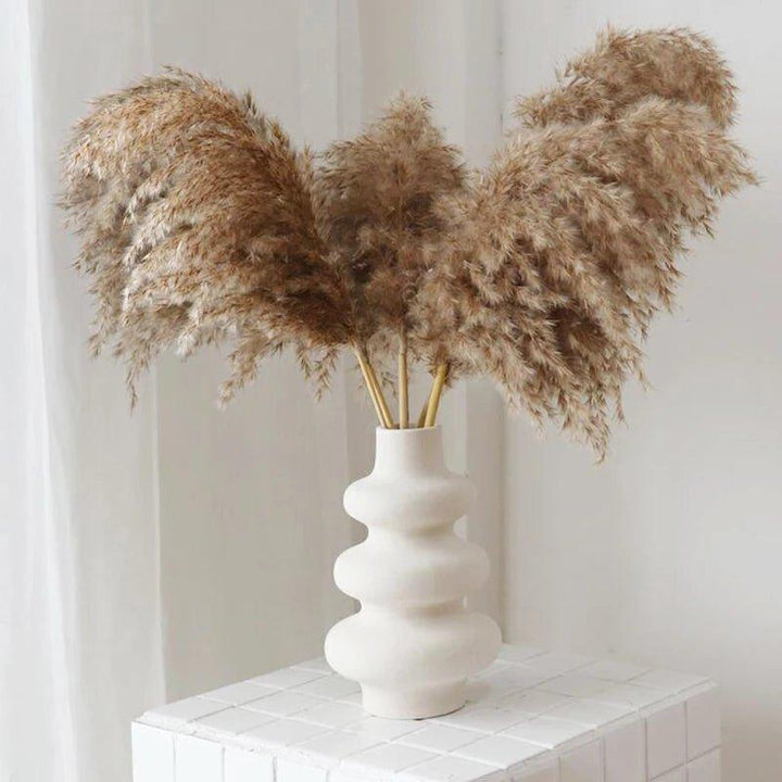 Naturlig Tørret Pampasgræs Buket 60 cm - Fluffy Boho Dekorativ Blomsterarrangement