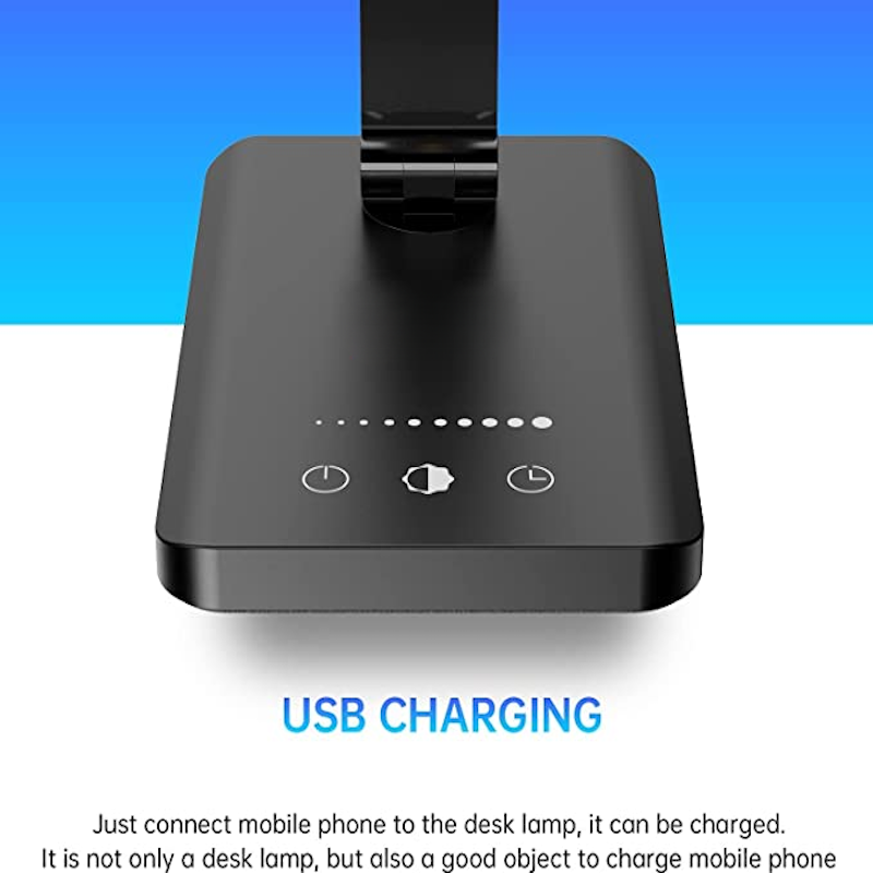 Dæmpbar LED Skrivebordslampe med USB og Touch Kontrol