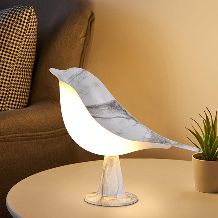 LED Bordlampe med Fugledesign og Stofskærm