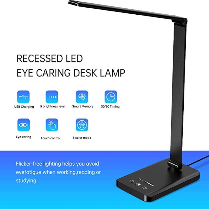 Dæmpbar LED Skrivebordslampe med USB og Touch Kontrol