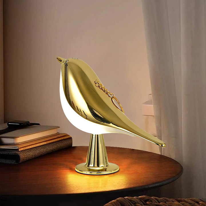 LED Bordlampe med Fugledesign og Stofskærm