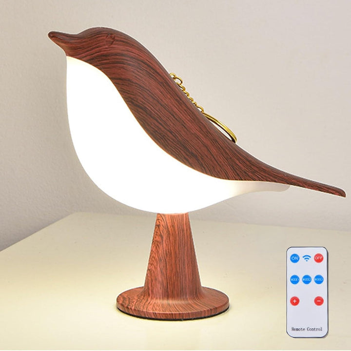 LED Bordlampe med Fugledesign og Stofskærm