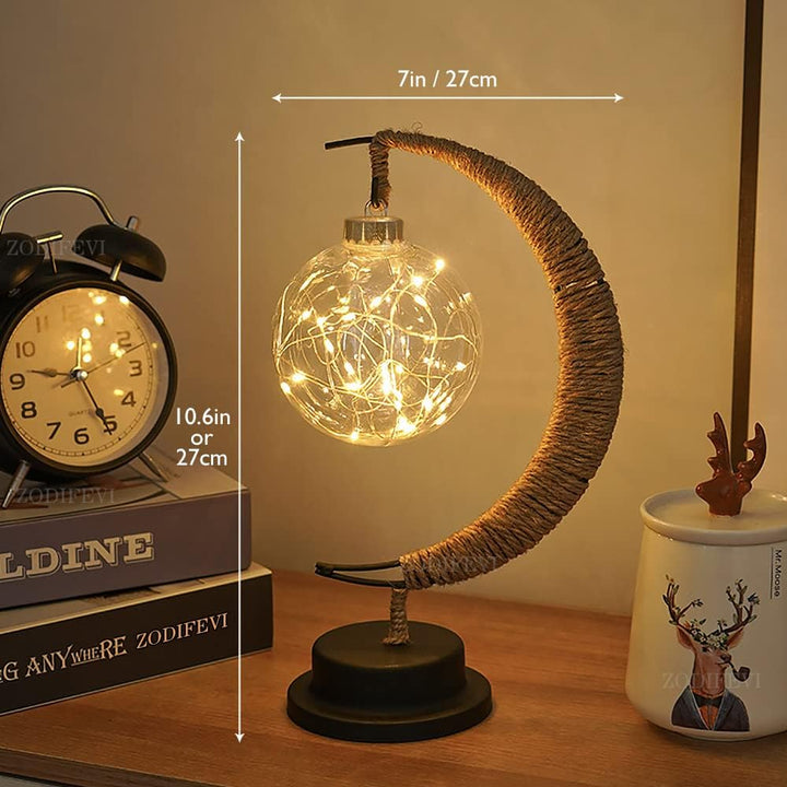 LED Månelampe i Glas - Batteridrevet, Realistisk Design