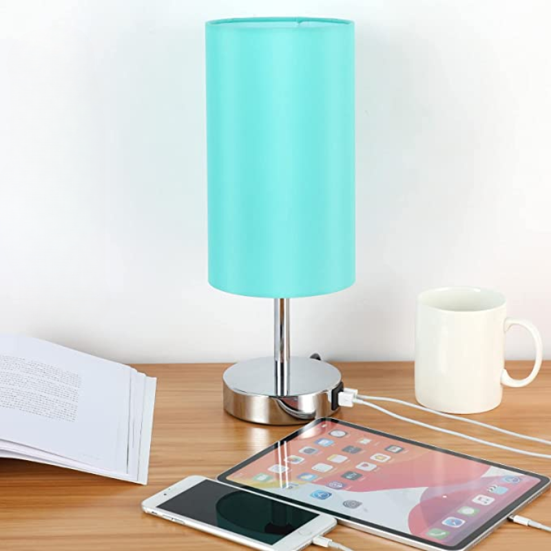 Berøringsstyret Dæmpbar Bordlampe med Linned Skærm og USB Opladning