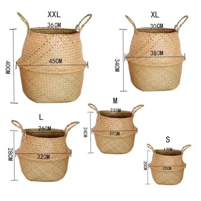 Håndlavet Rattan Planteholder Kurv i Naturlig Beige