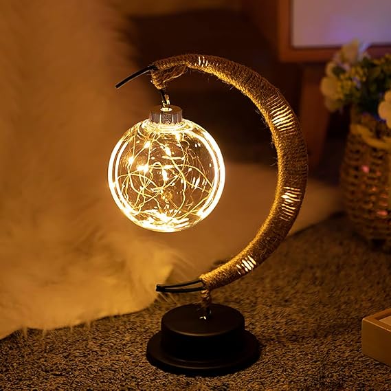LED Månelampe i Glas - Batteridrevet, Realistisk Design