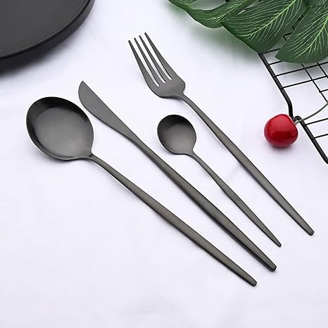 Moderne Sort Rustfrit Stål Bestik Sæt 24/48 Dele