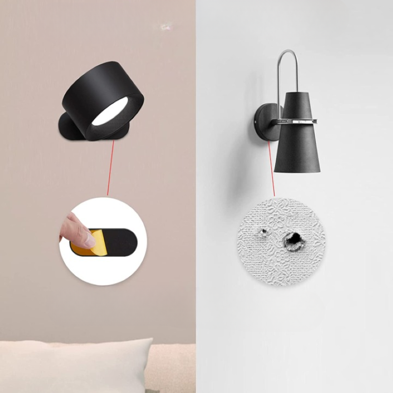 Genopladelig LED Væglampe med Berøringskontrol og 360° Magnetisk Rotation