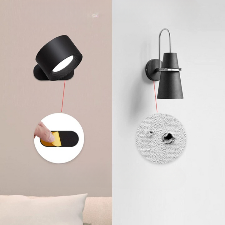 Genopladelig LED Væglampe med Berøringskontrol og 360° Magnetisk Rotation