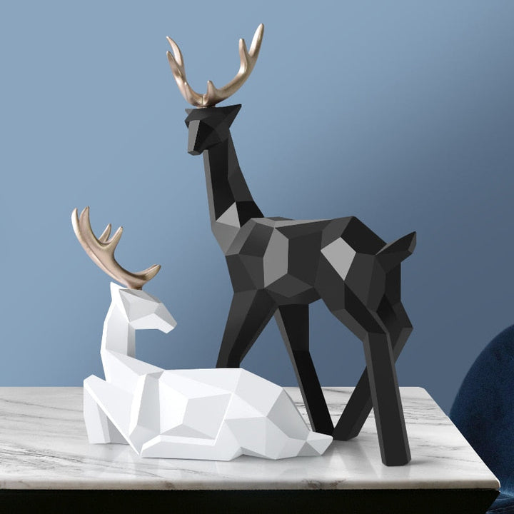 Abstrakt Hjorte Skulptur Sæt i Resin