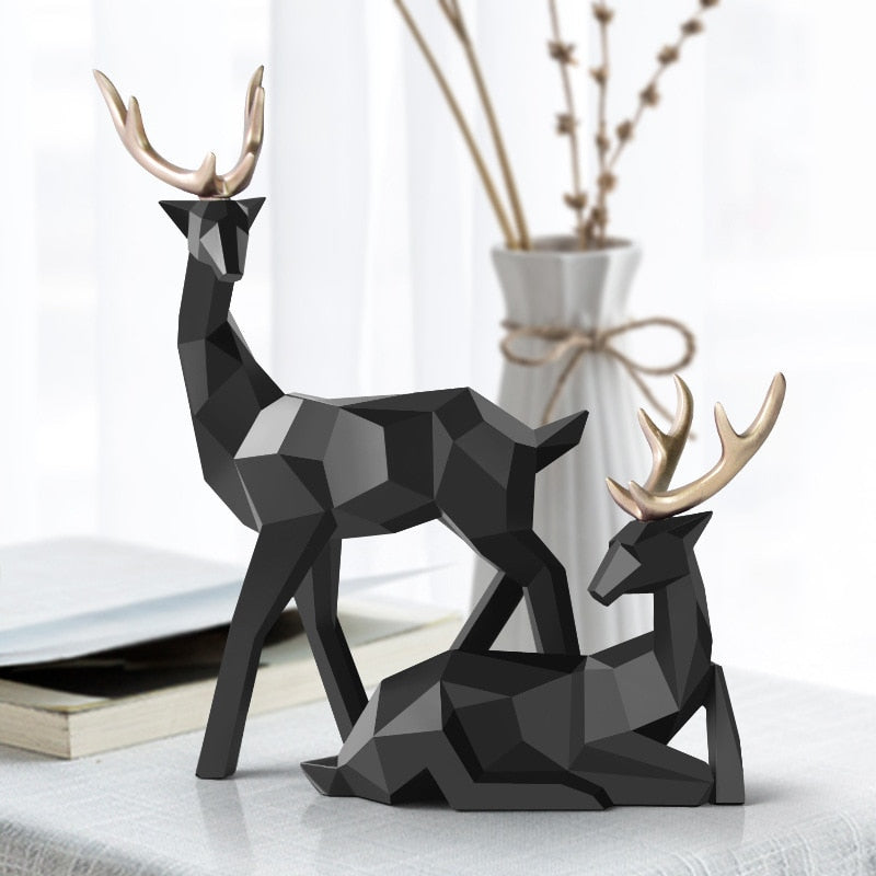 Abstrakt Hjorte Skulptur Sæt i Resin