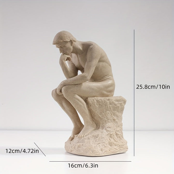 Tænker Skulptur i Beige, Sølv eller Guld - Elegant Dekoration i Harpiks