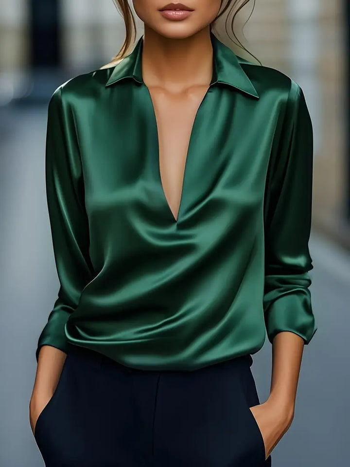 Eva™ | Luksus Satin V-Hals Bluse