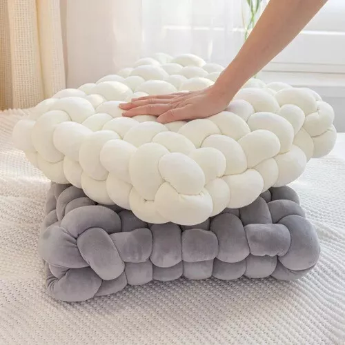 Håndlavet Blød Plush Knude Pude i Firkantet Design