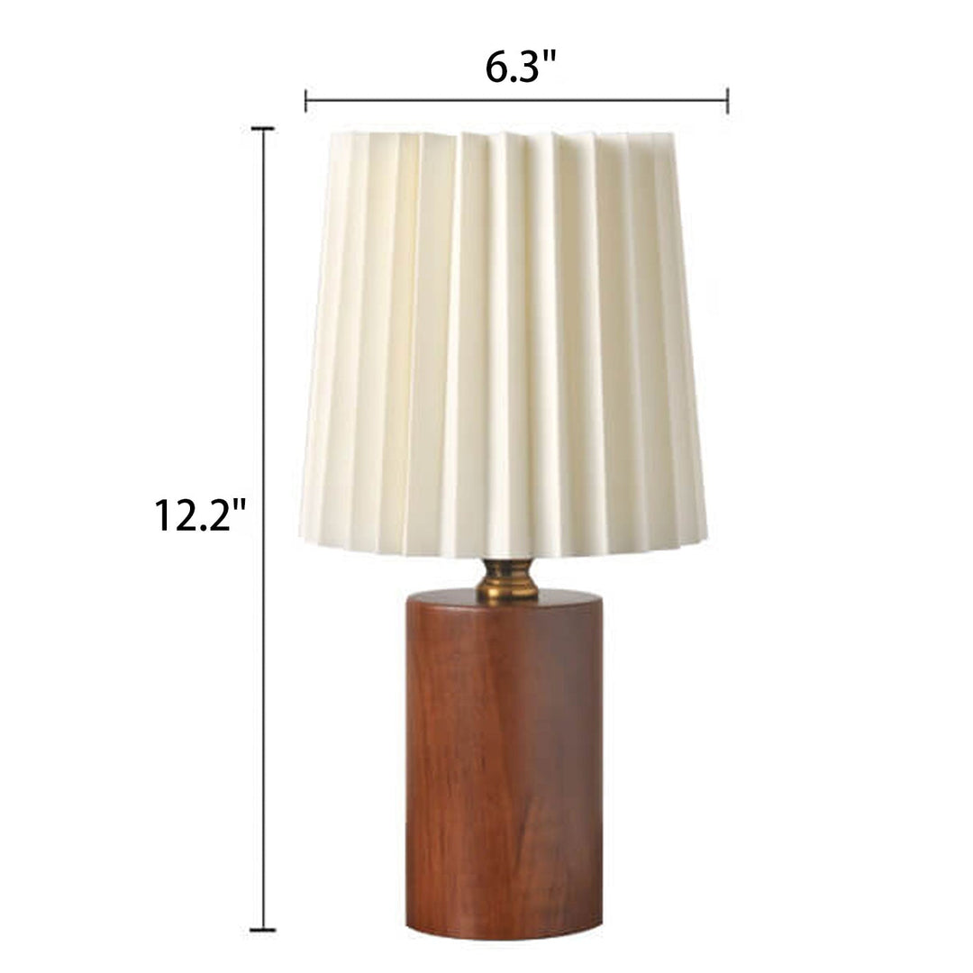 Vintage Koreansk Bordlampe med Plisseret Skærm og Træfod