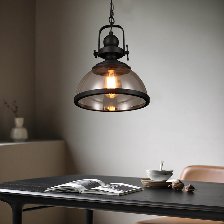 Industriel Glas Pendel Lysekrone med Skålformet Design