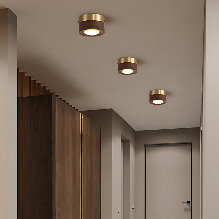 Stilfuld Valnøddetræ LED Loftlampe med Varmt Lys