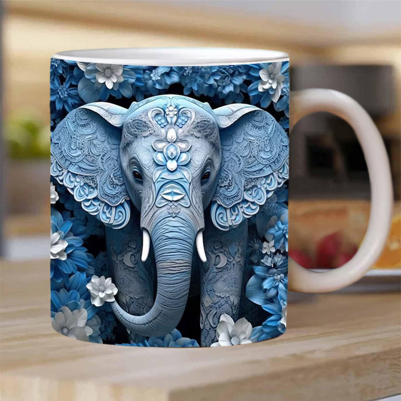 3D Elefant Keramisk Kaffe Kop - Personliggørbar Rejsekop