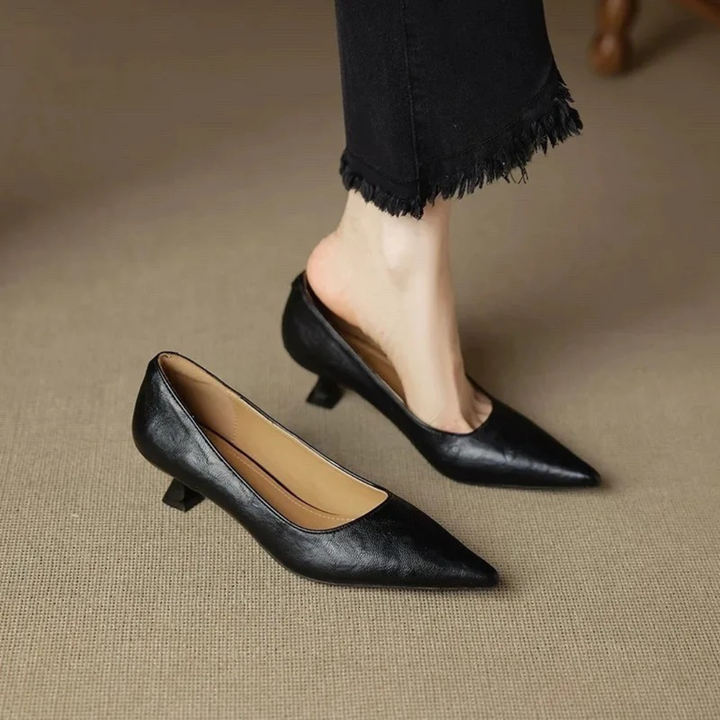 Katharina | Dame Klassiske Spidse Pumps Med Lav Hæl