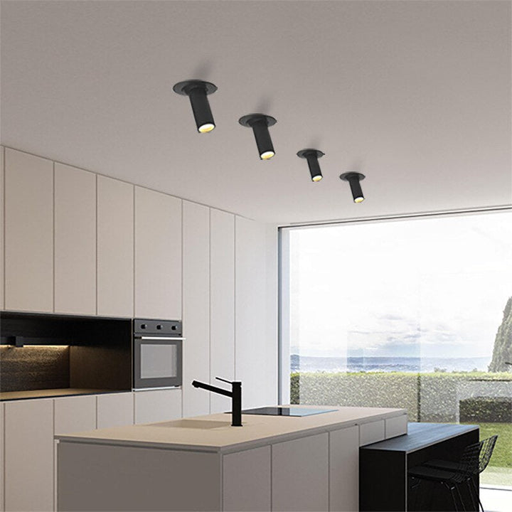Lang Cylinder LED Spotlys i Nikkel med Varmt Hvidt Lys