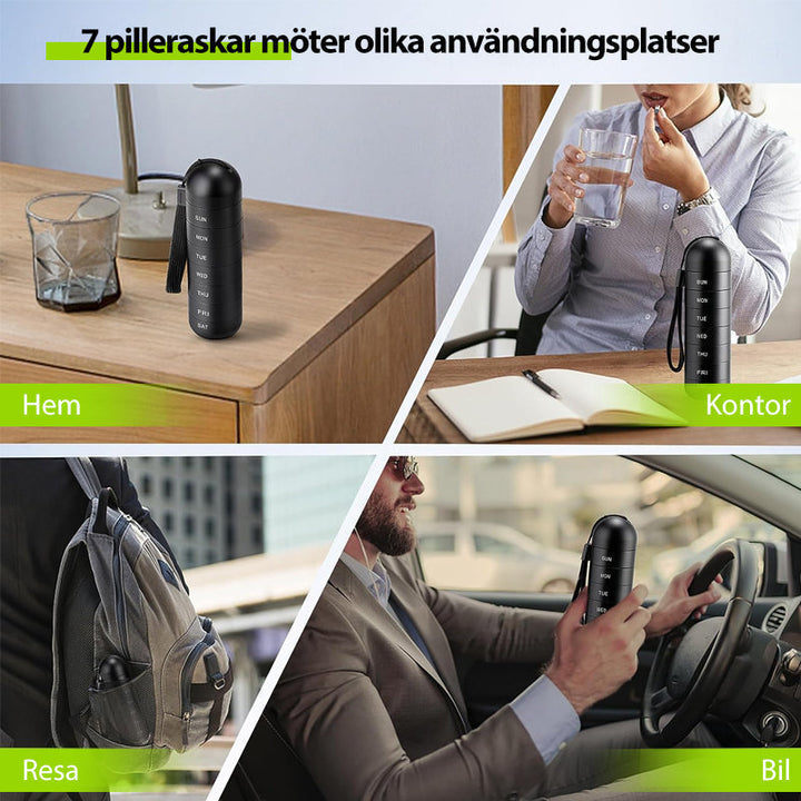 Bærbar 7-dages Pilleorganisator i Aluminium med Vandtæt Design