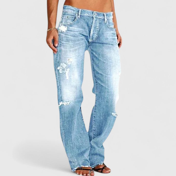 Sadie | Kvinders Lavtaljede Slidte Straight Leg Jeans