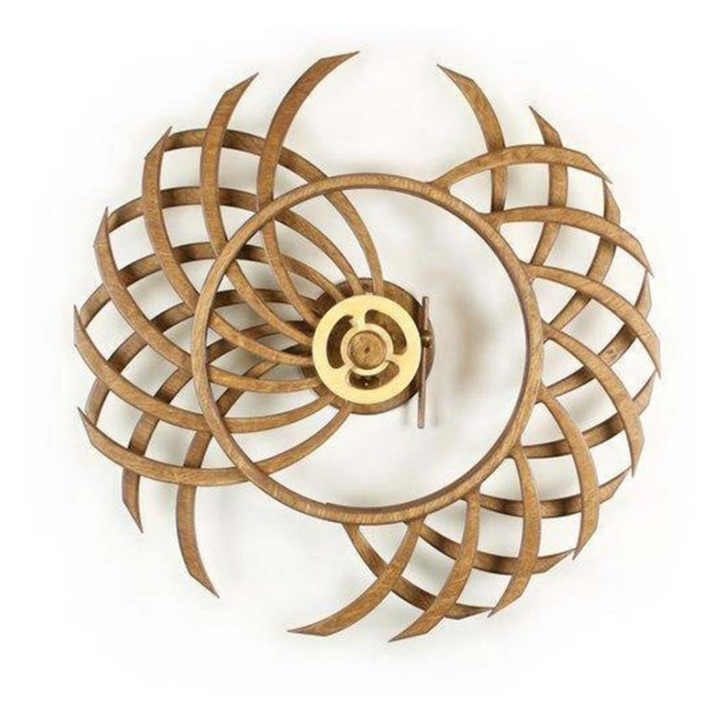 Håndlavet Kinetisk Træskulptur med Boomerang Design