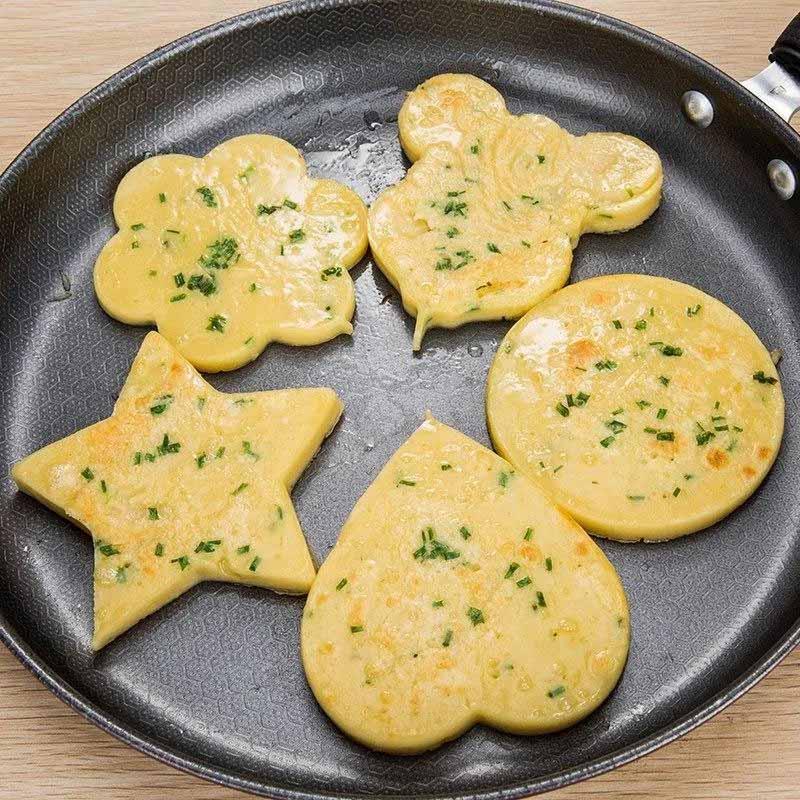 Rustfrit Stål Non-Stick Æg Stegeforme med Silikone Håndtag