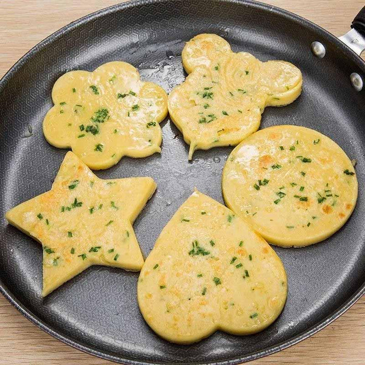 Rustfrit Stål Non-Stick Æg Stegeforme med Silikone Håndtag