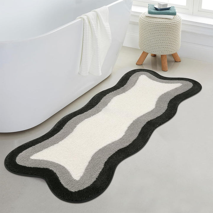 Skridsikker Badeværelse Måtte med Blød Microfiber Top i Sort Gradient