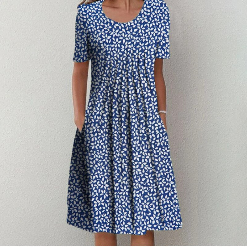 Gwendolyn™ | Stilfuld og Casual Blomsterkjole med Lommer