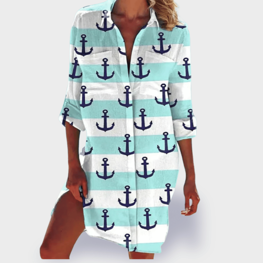 Grace | Kvinders Lette Farverige Draperet Kjole Casual Sommer