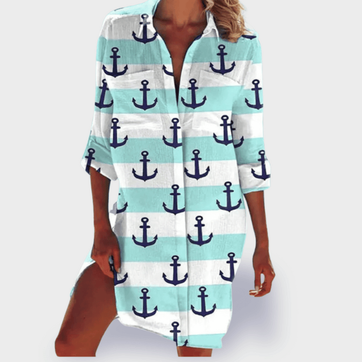 Grace | Kvinders Lette Farverige Draperet Kjole Casual Sommer