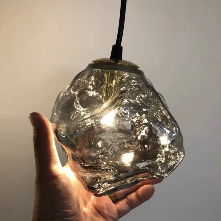 Isterning Pendelampe i Glas med Kobberdetaljer