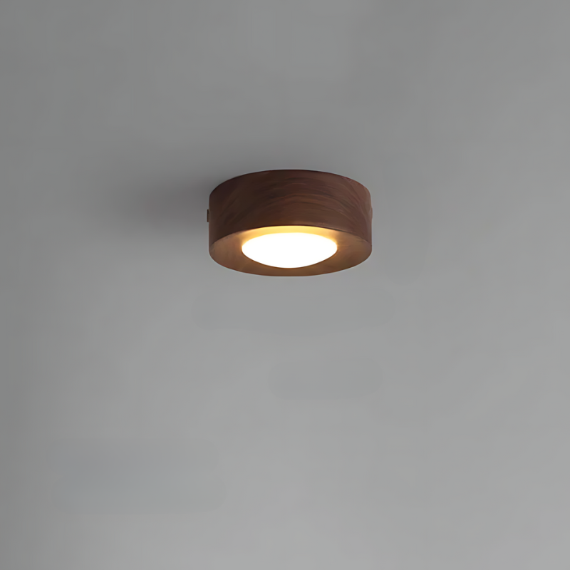 Valnød Loftlampe med Integreret LED Belysning