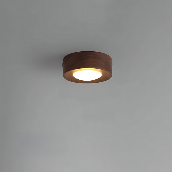 Valnød Loftlampe med Integreret LED Belysning