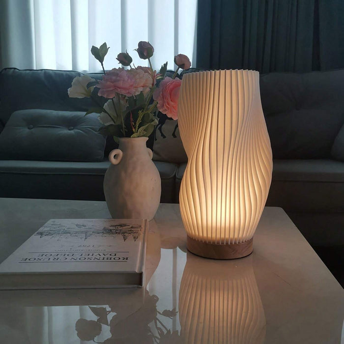 Dimmbar Plisseret Bordlampe med USB og Justerbart Lys