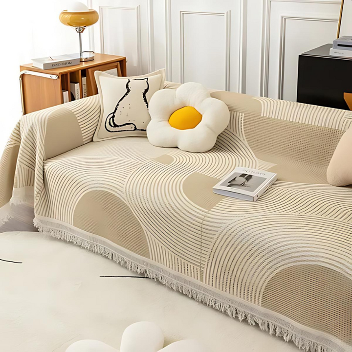 Stilfuldt Frynse Sofa Dække i Polyester - Flere Farver