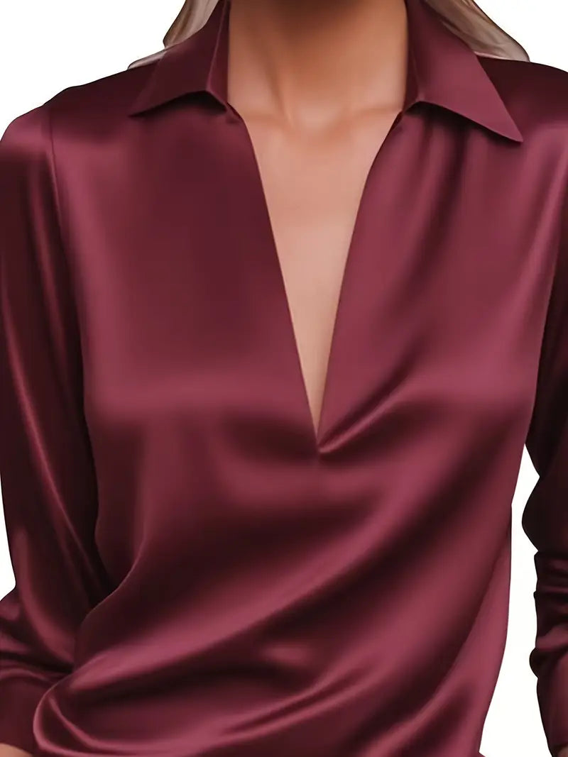 Eva™ | Luksus Satin V-Hals Bluse