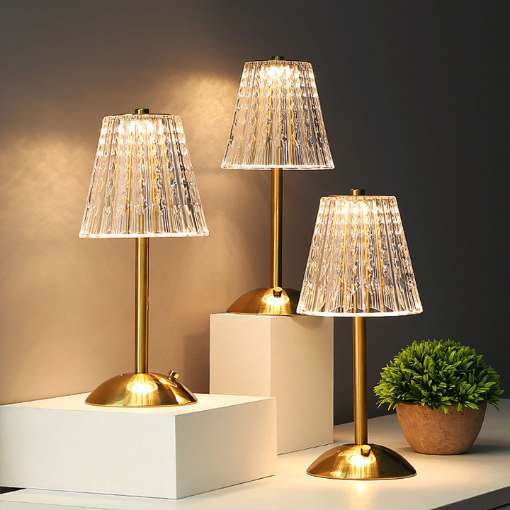 Vintage Krystal LED Bordlampe med Justerbar Lysstyrke