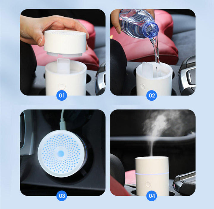 Kompakt USB Aroma Diffuser med Farveskiftende LED Lys