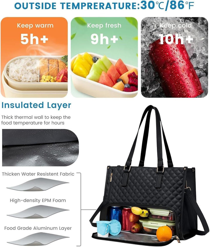 Isoleret Laptop- og Frokost Tote Taske med Dobbelt Rum