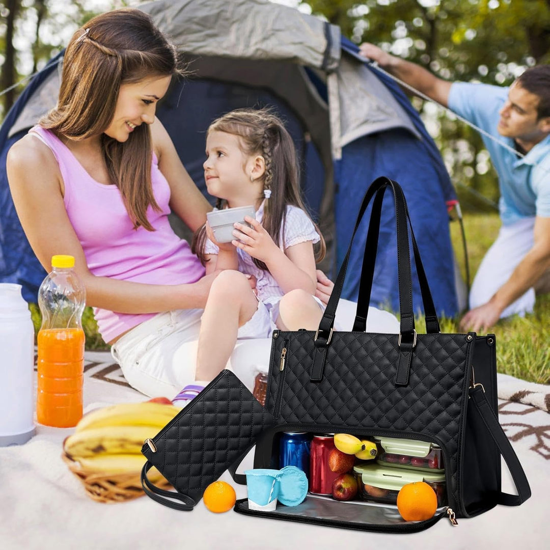 Isoleret Laptop- og Frokost Tote Taske med Dobbelt Rum