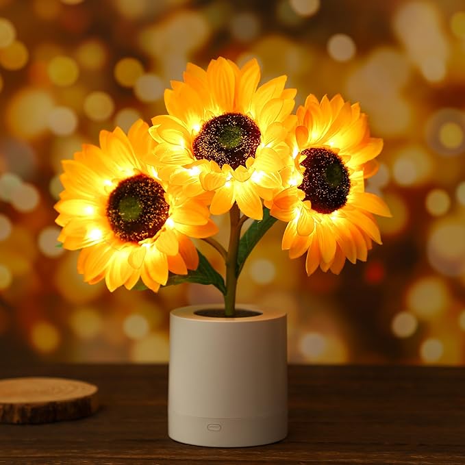 LED Solsikke Bordlampe med USB - Naturinspireret Belysning