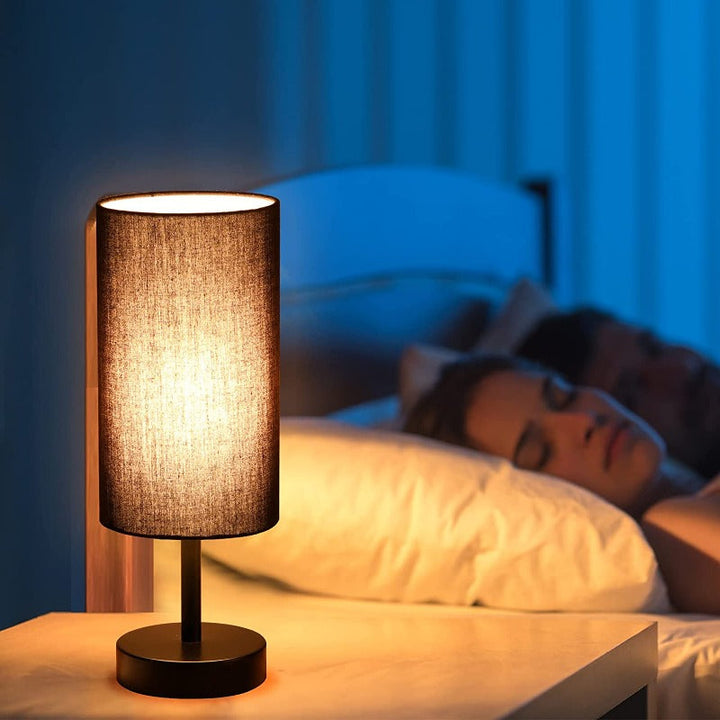 Berøringsstyret Dæmpbar Bordlampe med Linned Skærm og USB Opladning