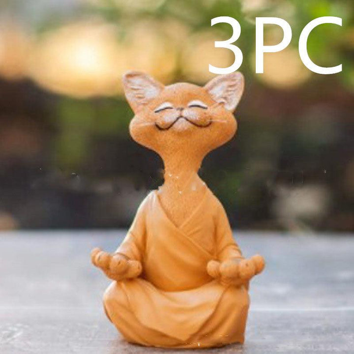 Sort Buddha Kat Figur i Resin til Meditation og Yoga